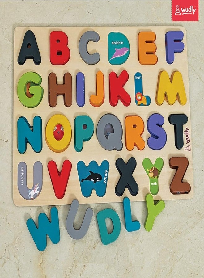 Wudly® Wooden Alphabet Puzzle Board for Kids | A to Z ABC Learning Toy | Montessori Educational Toy for Toddlers | Early Learning Alphabet Recognition Puzzle for Boys & Girls (3+ Years) - Image 2